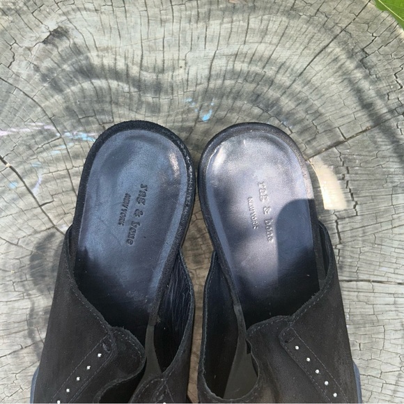Rag & Bone BLACK Suede "Weiss" Slip On Mules Women's Size 8.5 - Picture 7 of 10